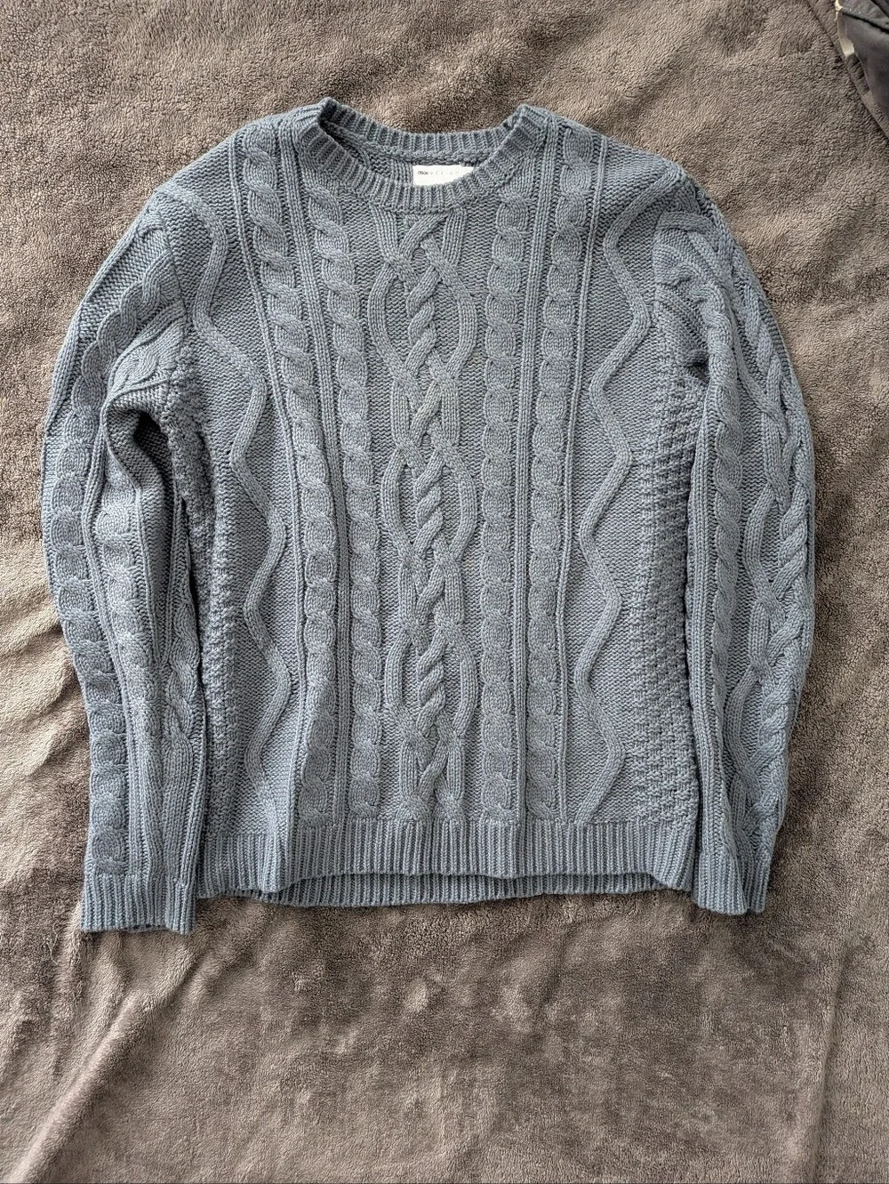 ASOS Men's Gray Cable Knit Crewneck Sweater